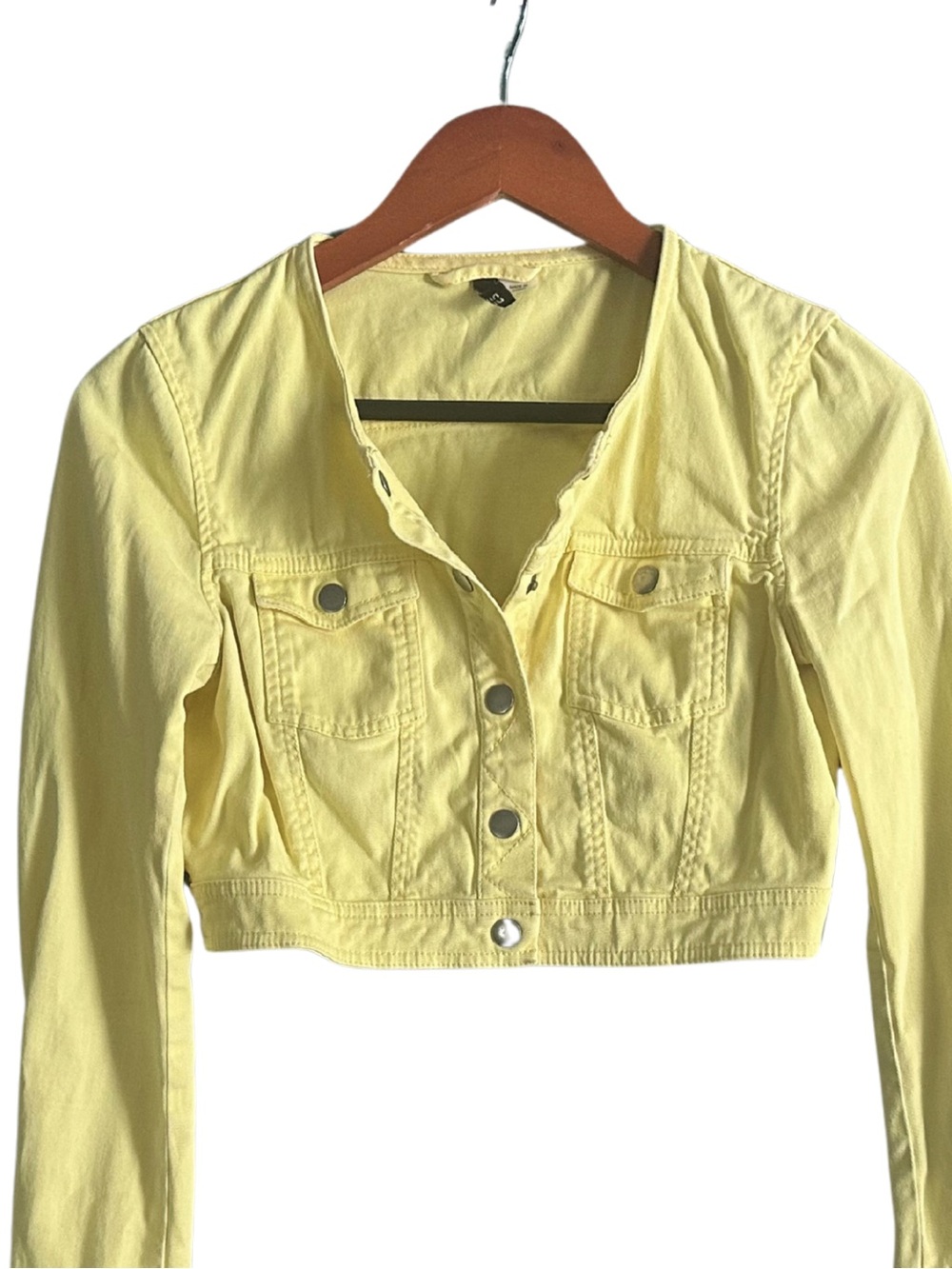 Divided by H&M Yellow Cropped Button-Front Denim Jacket